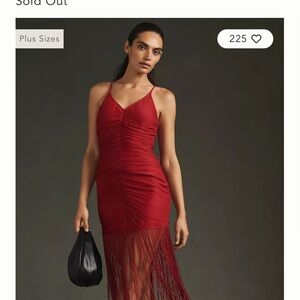 Vineet Bahl Anthropologie Red Fringe Dress NWT Sz S Sold Out